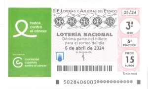 Lotería Nacional Sábado (15€) 06/04/2024