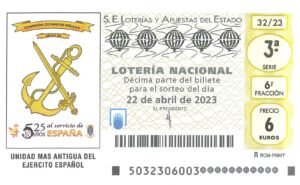 Lotería Nacional Sábado (6€) 22/04/2023