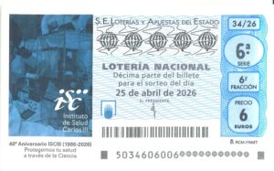 Lotería Nacional Sábado (6€) 25/04/2026