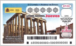 Lotería Nacional Jueves (3€) 22/07/2021
