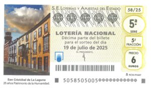 Lotería Nacional Sábado (6€) 19/07/2025