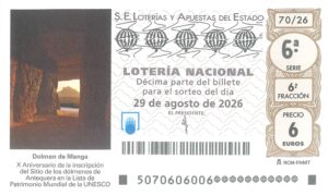 Lotería Nacional Sábado (6€) 29/08/2026