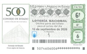 Lotería Nacional Sábado (6€) 12/09/2026