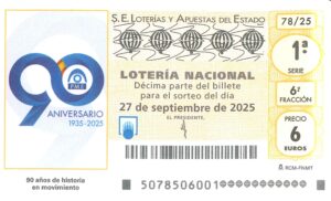 Lotería Nacional Sábado (6€) 27/09/2025