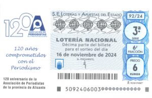 Lotería Nacional Sábado (6€) 16/11/2024