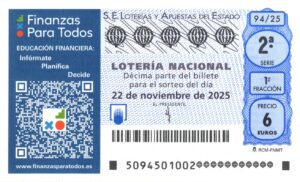 Lotería Nacional Sábado (6€) 22/11/2025